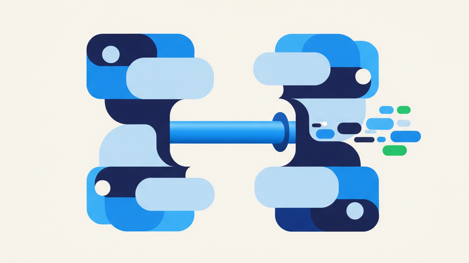 Abstract illustration of connected dealership systems sharing customer and vehicle data