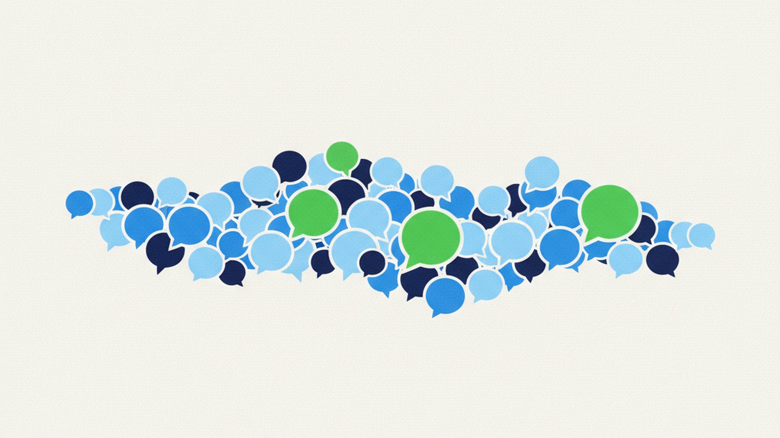 Abstract speech bubbles shifting from tense to calm