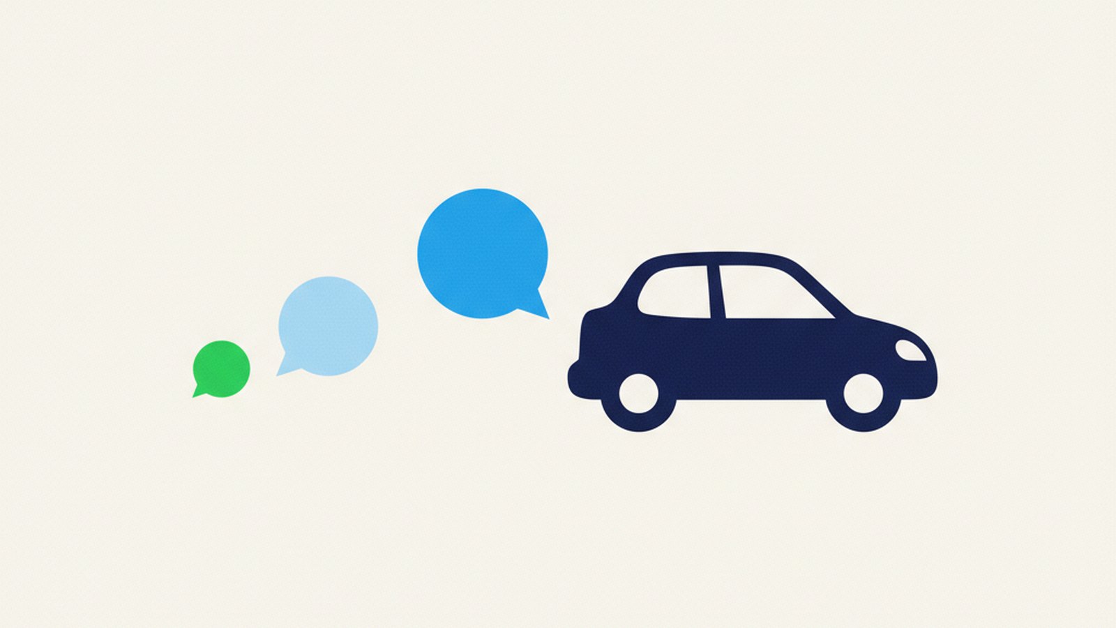 abstract chat bubbles and car keys moving through a follow-up flow