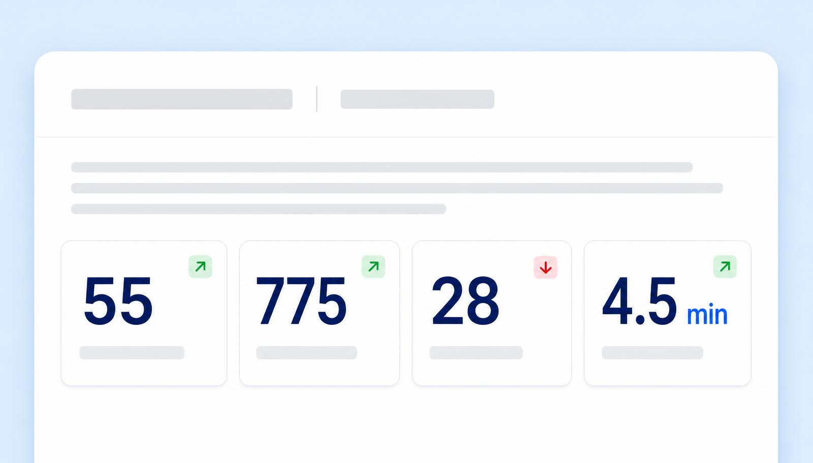 Mock-up of the header of a Your week in Fuzey report showing four headline numbers