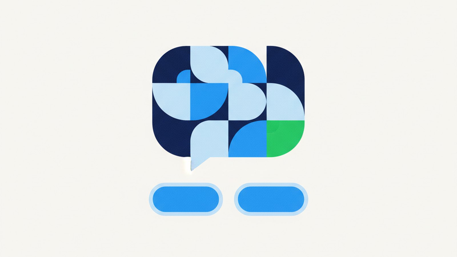 Abstract chat bubbles with message prompts and reply buttons